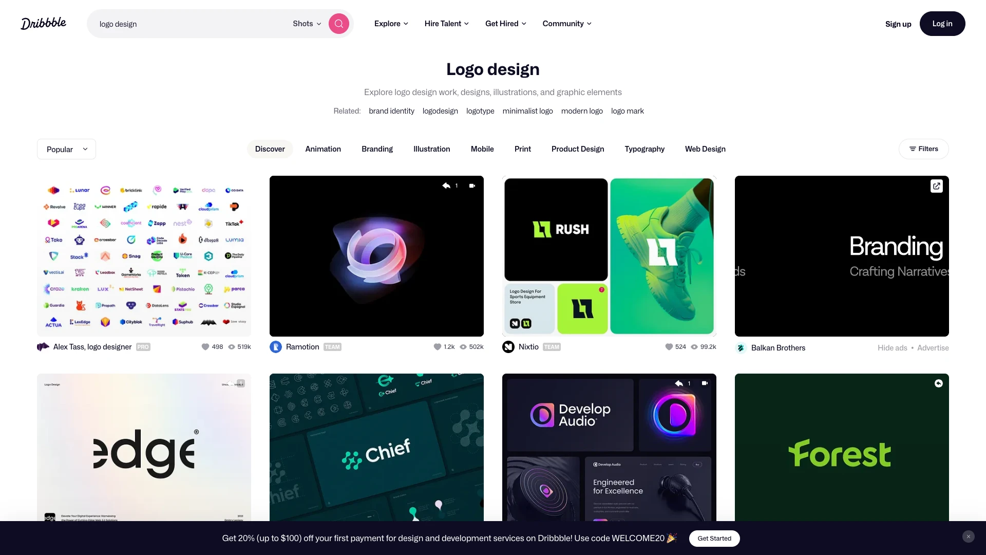 Dribbble logo design search results